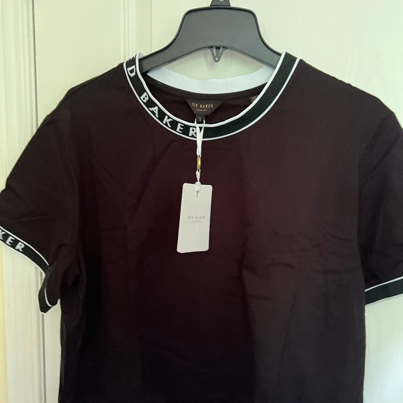 Size 12 NWT Ted Baker Branded Ribbed Tee - Picture 1 of 7